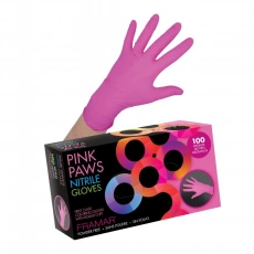 Framar Nitrile Gloves Pink Paws Medium 100ks