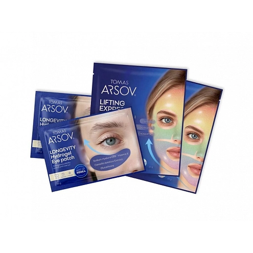 Tomas Arsov 2x Longevity Hydrogel Eye Patches & 2x Lifting Express Hydrogel Mask Set Tomas Arsov 2x Longevity Hydrogel Eye Patches & 2x Lifting Express Hydrogel Mask Set