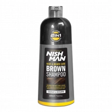 Hnedý šampón na vlasy a bradu 2v1 Nishman Hair &amp; Beard Brown Shampoo 400ml
