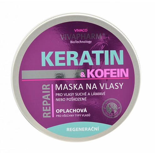 VIVACO Keratinová maska na vlasy s kofeinem VIVAPHARM 200 ml VIVACO Keratinová maska na vlasy s kofeinem VIVAPHARM 200 ml