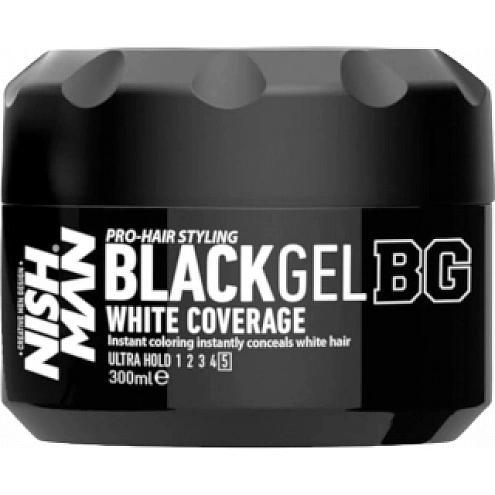 NishMan farebný stylingový gél na vlasy s čiernym efektom BlackGel 300ml