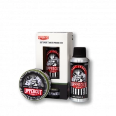 Darčeková sada na vlasy pre panov Uppercut Matte Pomade + Salt Spray