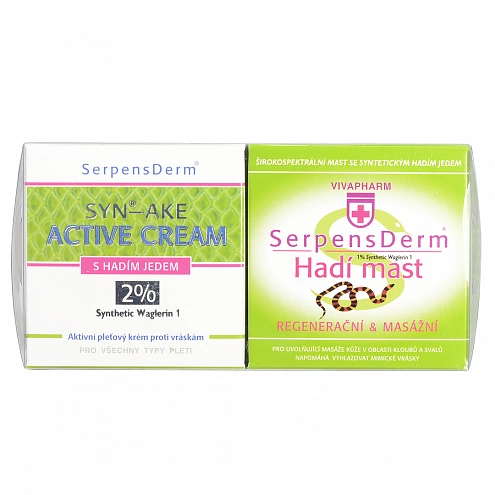 VIVACO Serpens Derm širokospektrální mast s hadím jedem 75 ml + a pleťový krém proti vráskám s hadím jedem 50 ml dárková sada VIVACO Serpens Derm širokospektrální mast s hadím jedem 75 ml + a pleťový krém proti vráskám s hadím jedem 50 ml dárková sada