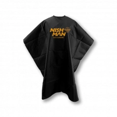 NishMan kadernícka pláštenka s logom, čierna