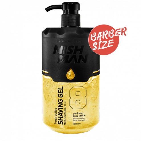 NishMan priehľadný gél na holenie 8 Gold One 1000ml